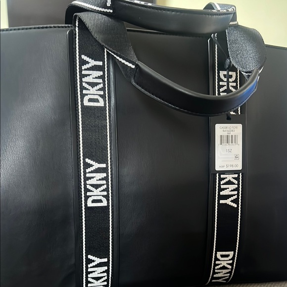 DKNY Black Tote with Logo Straps - Picture 2 of 5